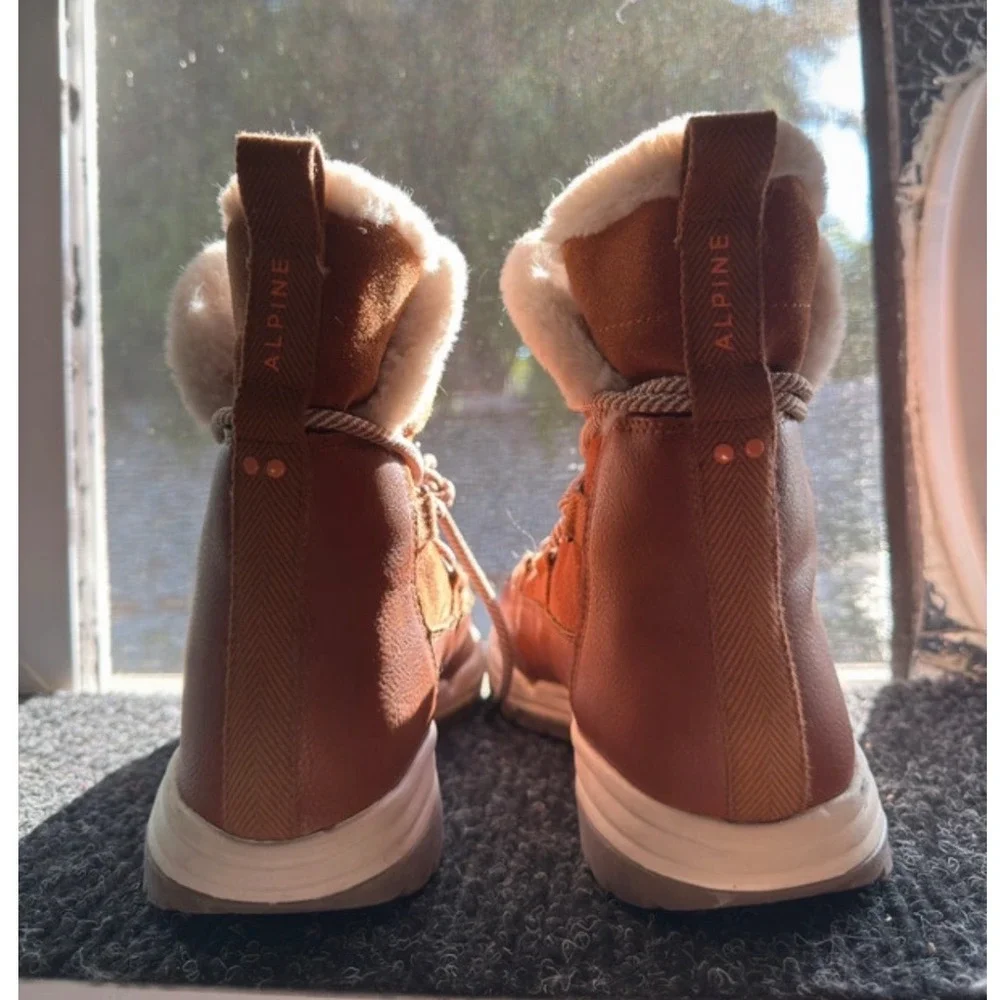 Ryka Alpine Womens 9W Brown Leather Suede Faux Fur Water Repellent Winter Boots